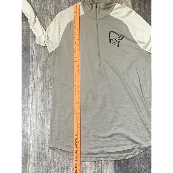 Norrøna Femund PureUll 180 Wool Zip Neck Top M Winter Twig Baselayer Flaws - Picture 9 of 16